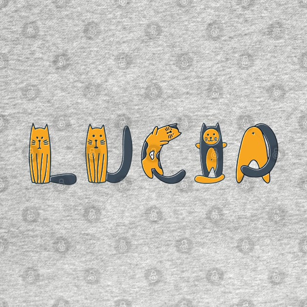 Lucia | Girl Name | Cat Lover | Cat Illustration by LisaLiza